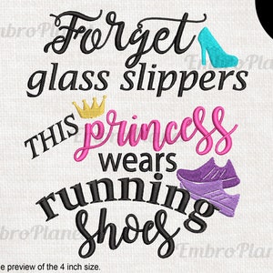 Princess Shoes - Design for Embroidery Machine Instant Download digital file stitch sign symbol cartoon forget glass slippers 1352e