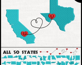 State to State Embroidery Design - USA Map Stitch File (Digital Download)