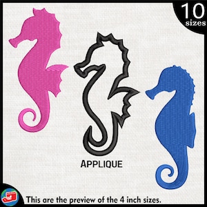 Seahorse - Designs for Embroidery Machine Instant Download digital embroidering files stitch  sign sea ocean water ocean life sea horse 703e
