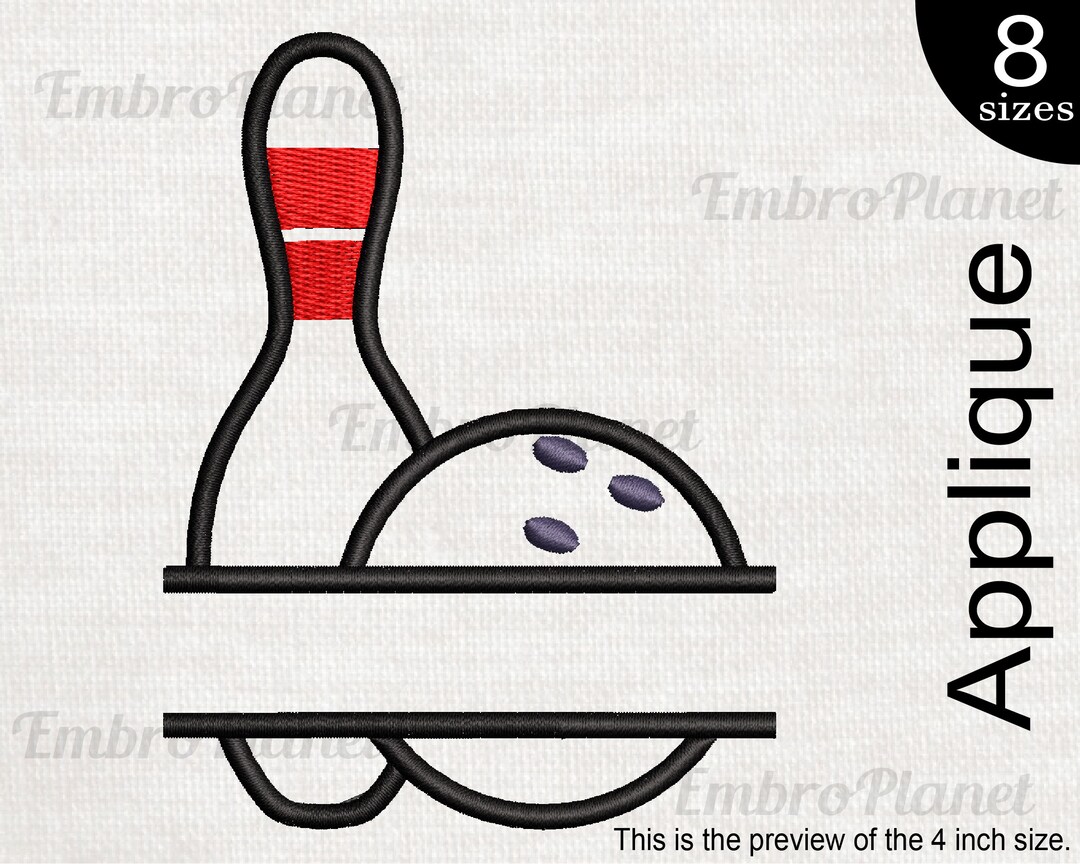 Applique Bowling Design Design for Embroidery Machine Instant Download
