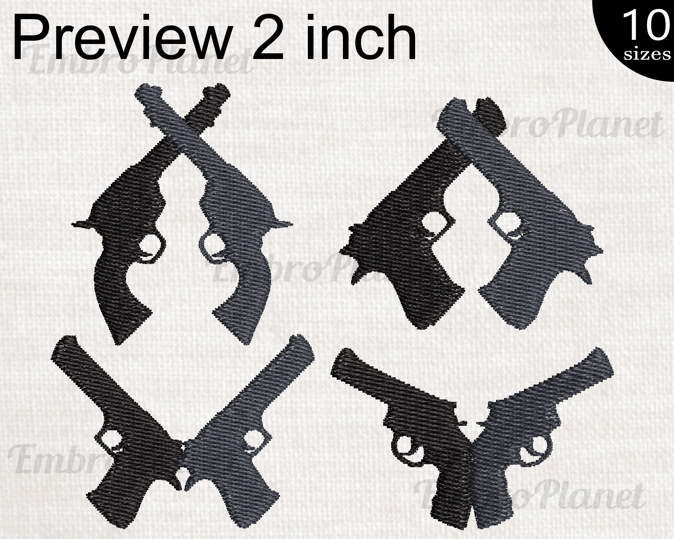 Crossed Guns Embroidery Design – Western Pistol Machine Pattern ...