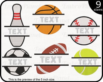 Split Sport Balls Embroidery Designs - Instant Download (9 Sizes)