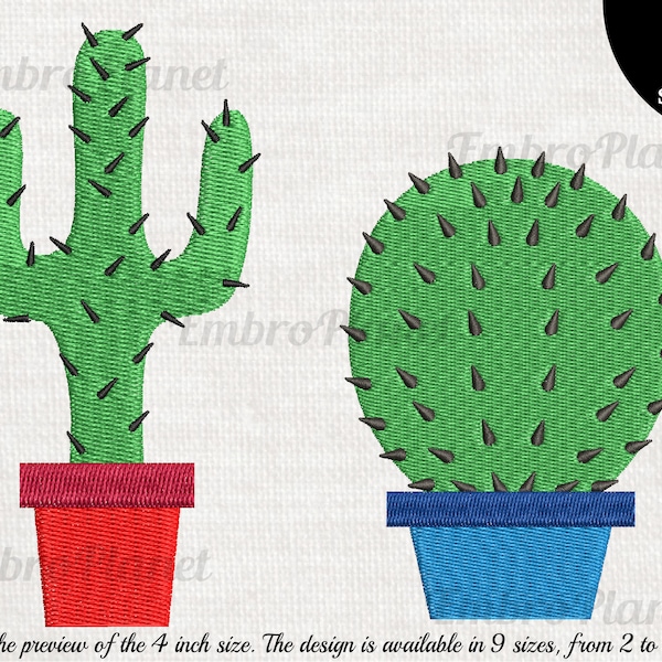 Cactus - Designs for Embroidery Machine Instant Download digital file stitch sign icon symbol pattern cartoon green plant potted green 1183e