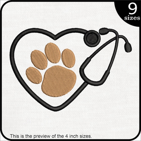Paw Stethoscope Embroidery Design – Pet Lover Gift (Digital Download)