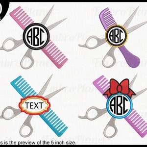 Scissors Frames - Designs for Embroidery Machine Instant Download digital embroidering files stitch girl hair salon cut 476e