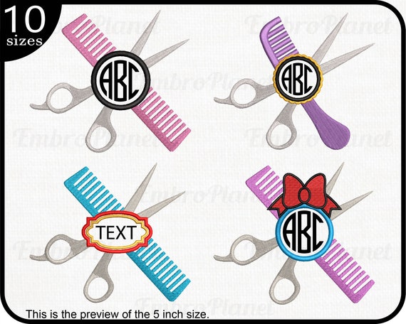 Scissors and Comb Embroidery Designs – Hair Salon Cut Files (Digital Download)