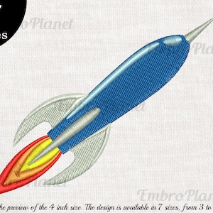 Fast Rocket - Design for embroidery machine, Instant Download digital file stitch sign pattern cartoon space ufo army spaceship launch 896e