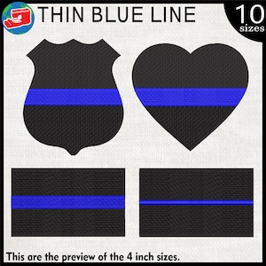 Police Blue Line - Designs for Embroidery Machine Instant Download digital embroidering files stitch Blue lives matter badge flag 1886e