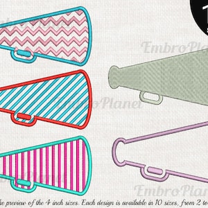 Megaphones - Designs for Embroidery Machine Instant Download digital file stitch icon symbol cartoon pattern cheer cheerleader bullhorn 999e