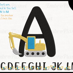 Letras de excavadora A a M - Diseños para máquina de bordar Descarga instantánea de archivos de bordado digital puntada letra inicial del alfabeto 1758e
