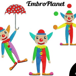 Circus clowns - Designs for Embroidery Machine Instant Download Digital File Graphic Stitch 4x4 5x7 inch hoop  cartoon funny carnival 553e