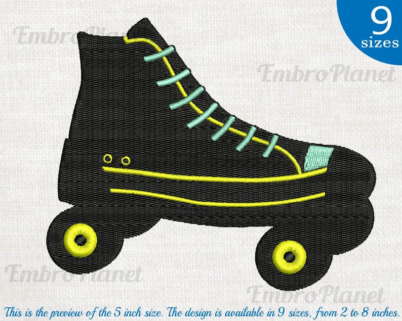 Roller Skate Design for Embroidery Machine Instant Download Etsy