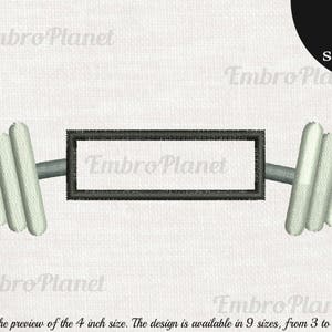 Split Barbell - Design for Embroidery Machine Instant Download digital file stitch icon symbol cartoon pattern weight metal fitness 1013e