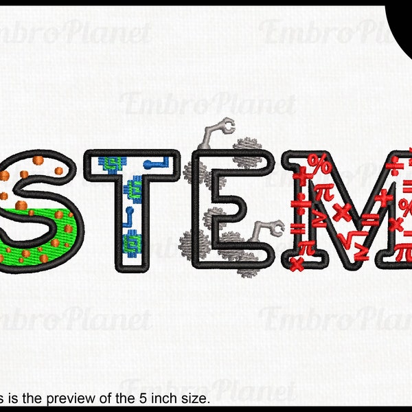 STEM - Design for Embroidery Machine Instant Download Digital Graphic Full Stitch sign school sign concept File 430e