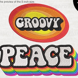 Groovy and Peace - Design for Embroidery Machine Instant Download digital embroidering files stitch 1659e