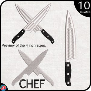 Chef Knives Kitchen - Designs for Embroidery Machine Instant Download digital embroidering files stitch  hoop chef cross cook sign 416e
