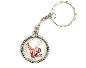 Key rockabilly pinup sexy sailor, glass cabochon