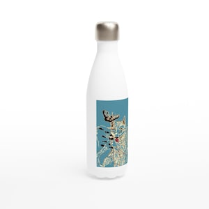 Self-Cleaning Cat Stainless Steel White Water Bottle