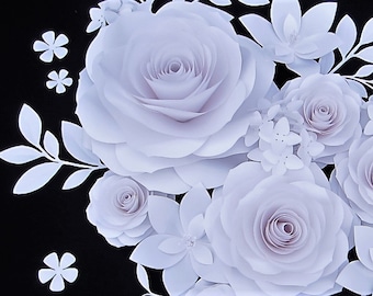 Ethereal Elegance: Giant White Paper Roses - Perfect for Weddings, Nurseries, and Christenings, Large Paper Flowers for Wall decor