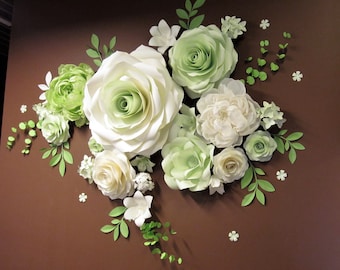 Conjunto de flores gigantes de papel crepom, decoração de parede, cenário para casamento