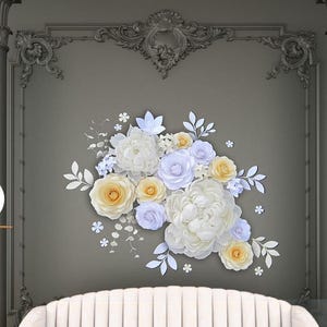 Papierblumen Wanddekoration, Hochzeit Hintergrund, 3D Wand Blumen, Hochzeit Bogen Blumen, Krepppapier Blumen, Riesen Papier Pfingstrose, weißes Elfenbein Dekor