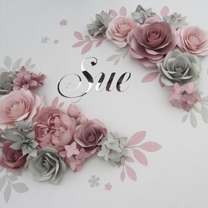 Paper Flowers Wall, Nursery Wall Decor, Nursery Name Sign, Large Paper Flowers Backdrop
