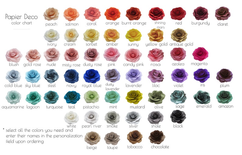 colorchart for flowers