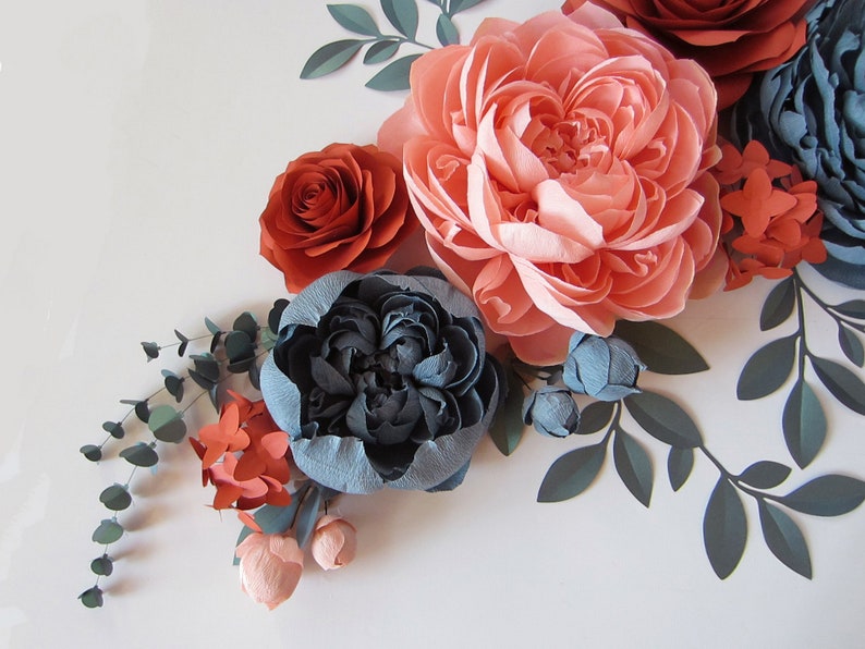 Download Set of 3D Large Paper Wall Flowers with Crepe Paper Peony ...