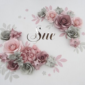 Paper Flowers Wall, Nursery Wall Decor, Nursery Name Sign, Large Paper Flowers Backdrop