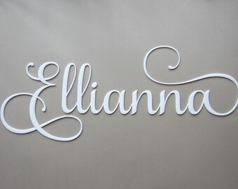 Llaser cut acrylic name, Above bed sign, Name sign for nursery girl, Acrylic wall letters, Nursery name sign for wall