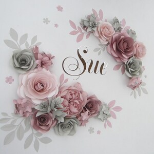 Paper Flowers Wall, Nursery Wall Decor, Nursery Name Sign, Large Paper Flowers Backdrop