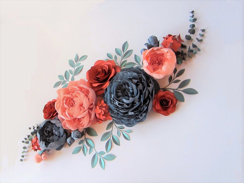 Download Set of 3D Large Paper Wall Flowers with Crepe Paper Peony ...