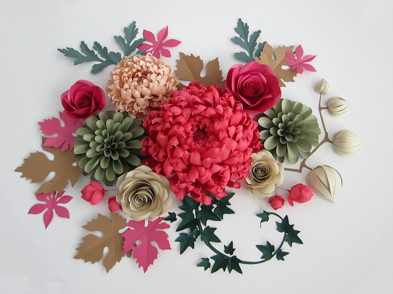 Perfectly Crafted Paper Flower Set Сhrysanthemum With Physalis Etsy