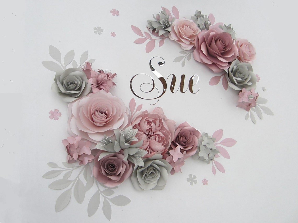 Paper Flowers Wall Nursery Wall Decor Nursery Name Sign Etsy España