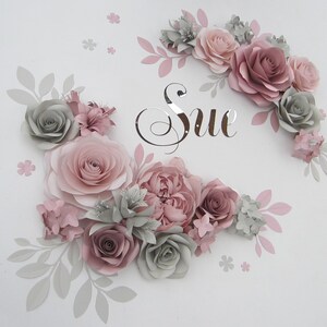 Paper Flowers Wall, Nursery Wall Decor, Nursery Name Sign, Large Paper Flowers Backdrop