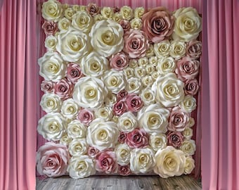Giant Paper Flower Backdrop: 7x7' Rose Wall for Wedding, Bridal Shower