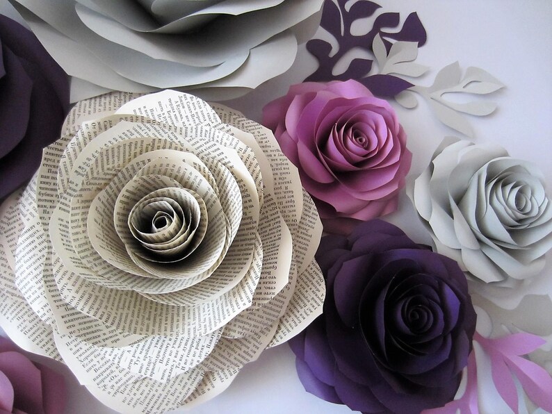 Book Pages Flowers Large Paper Flower Wall Wedding Etsy