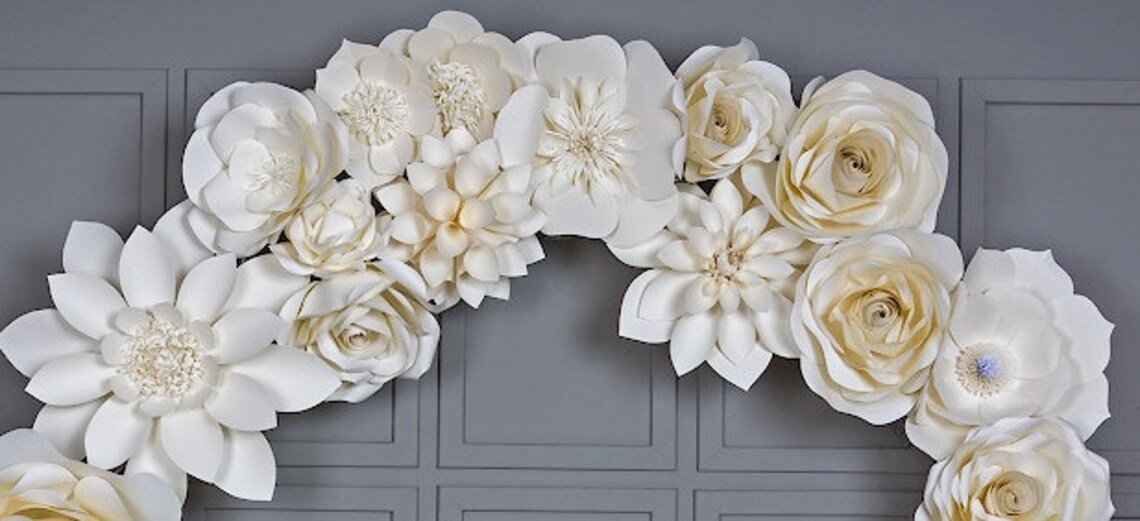 Wedding Arch Paper Flowers Wedding Venue Decoration White Etsy