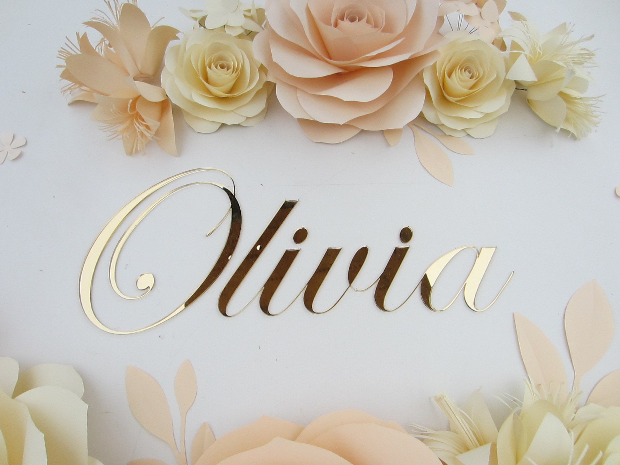 Nursery Decor Large Paper Flowers with Nursery Name Sign Etsy