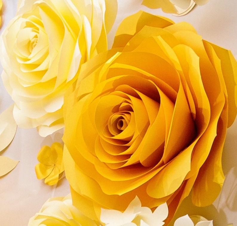 Gold Paper Flowers Wedding Flowers Wall Wedding Backdrop Etsy