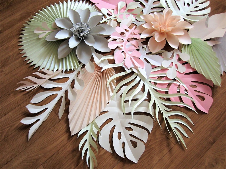 Paper Tropical Leaves Tropical Backdrop Tropical Wedding Etsy