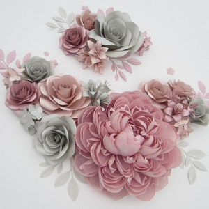 Dusty Rose Paper Flower Wall Art, Nursery Decor