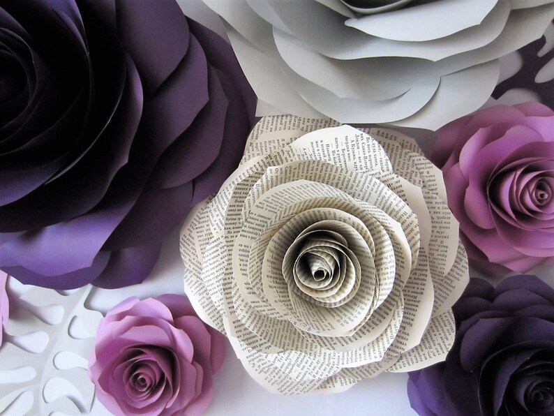 Book Pages Flowers Large Paper Flower Wall Wedding Etsy
