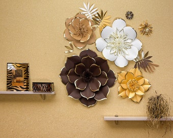 Paper Flower of Exclusive Design - Luxury Flower Wall - Chocolate Brown Large Flower with Gold Trim - Alternative Giant FlowerAlternative @etsy