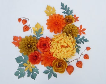 Grandi fiori di carta, decorazione per sfondo autunnale del Ringraziamento per matrimonio