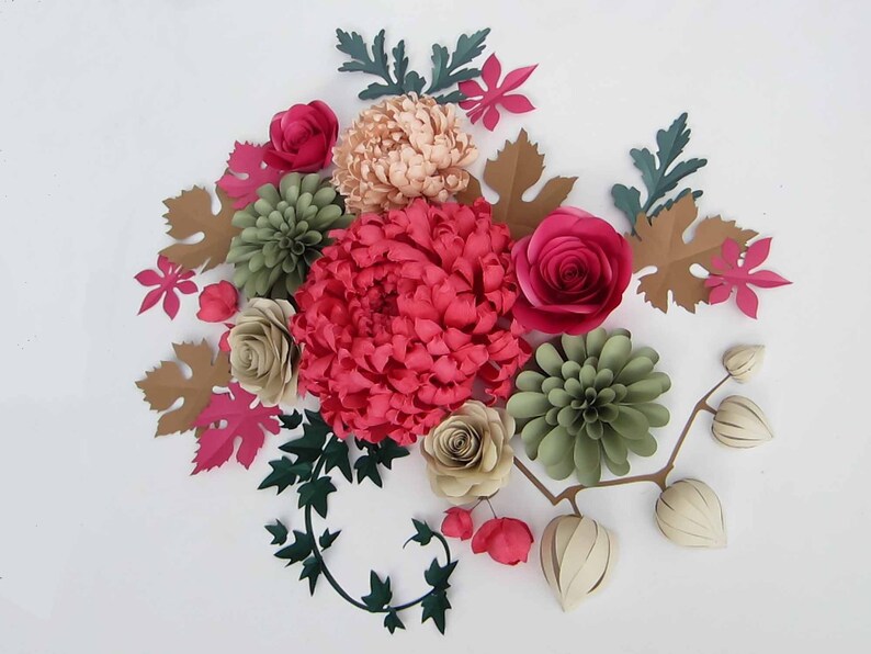 Perfectly Crafted Paper Flower Set Сhrysanthemum With Physalis Etsy