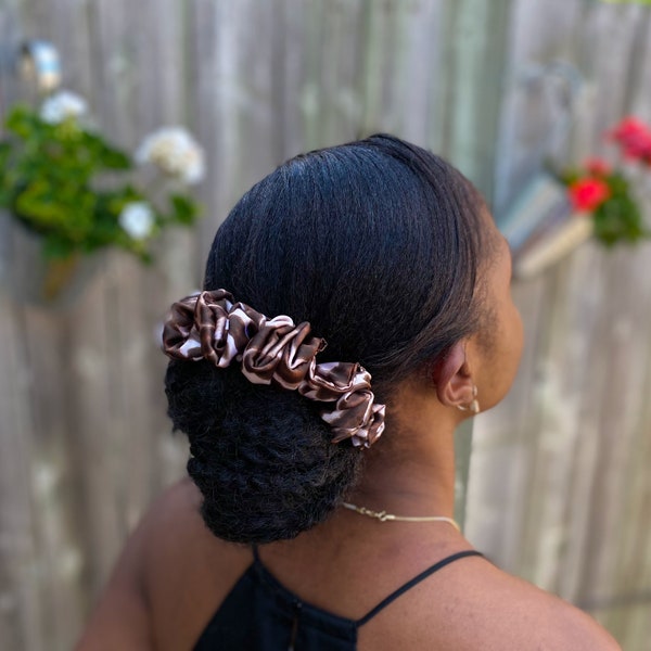 Oversized Leopard Print Silk Scrunchies | Silk Scrunchie Hair Tie Pack