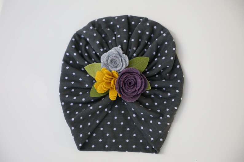Baby Turban felt flower Baby Hat Turban Hat