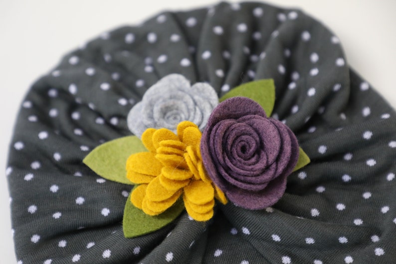 Baby Turban felt flower Baby Hat Turban Hat