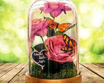 Mother's day gift, Rose in glass dome, Gift for mum, Enchanted Rose in glass dome, anniversary gift, Beauty and the beast Gift for her,